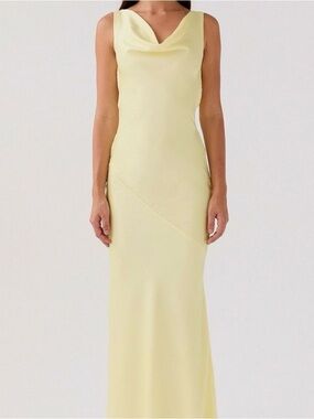 Peppermayo Pale Yellow Satin Slip Dress size L